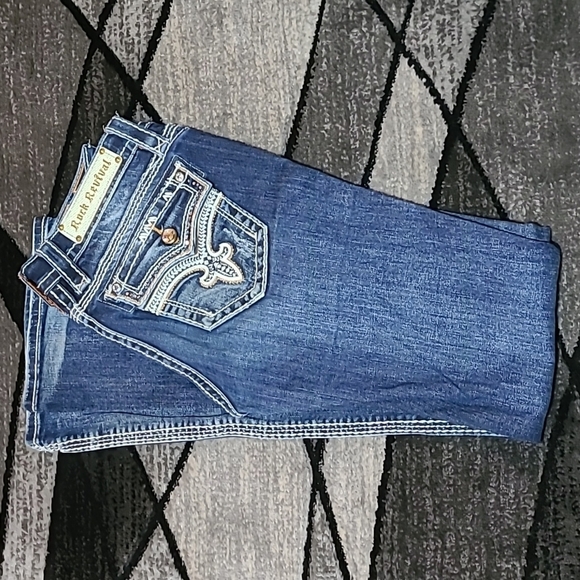 Rock Revival Denim - ROCK REVIVAL ENA EMBROIDERED RHINESTONES BOOT-CUT DENIM JEAN